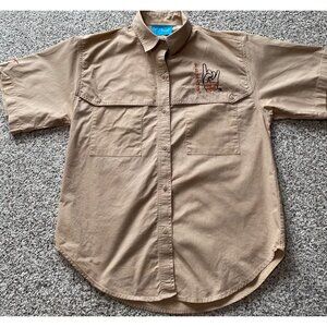 Ol Paint TEXAS LONGHORNS Embroidered Tank Short Sleeve Button HOOK EM HORNS Sz L